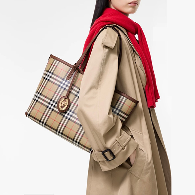 burberry house check coated canvas tote bag